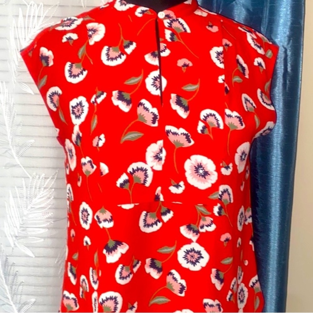 J Crew like new short sleeves multicolored red blouse size SP